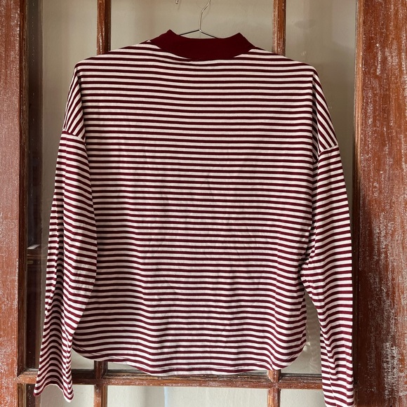 Forever 21 Striped Mock Neck Long Sleeve Top - Picture 2 of 3